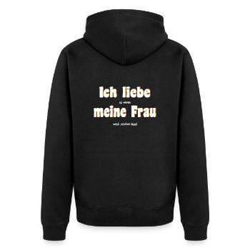 Ich liebe es, wenn meine Frau mich zocken lässt - Unisex Premium Bio Zip Hoodie - Schwarz - Hinten - Nico (187cm)