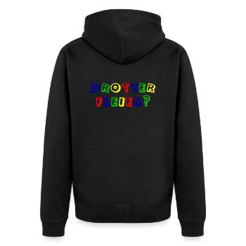 drotter fleier rand schwarz - Unisex Premium Bio Zip Hoodie - Schwarz - Hinten - Nico (187cm)