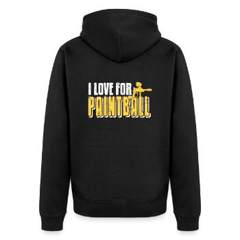 I Love For Paintball Retro Vintage Baller T-Shirt - Unisex Premium Bio Zip Hoodie - Schwarz - Hinten - Nico (187cm)
