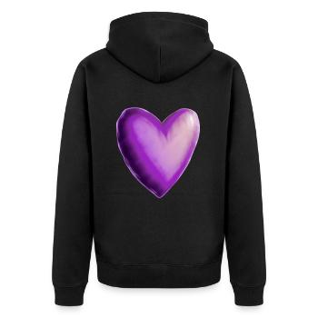 Idée cadeau violet violet coeur - Veste à capuche bio Premium Unisexe - noir - Dos - Nico (187cm)