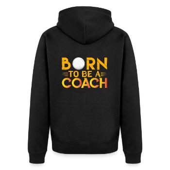 Geschenk Trainer Volleyball Trainer | Trainer Volleyball - Unisex Premium Bio Zip Hoodie - Schwarz - Hinten - Nico (187cm)