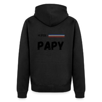 super papy - t-shirt assorti - Veste à capuche bio Premium Unisexe - noir - Dos - Nico (187cm)