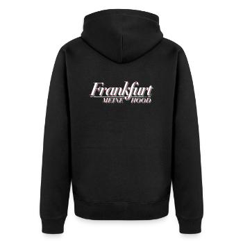 Frankfurt meine Hood - Unisex Premium Bio Zip Hoodie - Schwarz - Hinten - Nico (187cm)