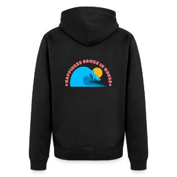Sommer - Unisex Premium Bio Zip Hoodie - Schwarz - Hinten - Nico (187cm)