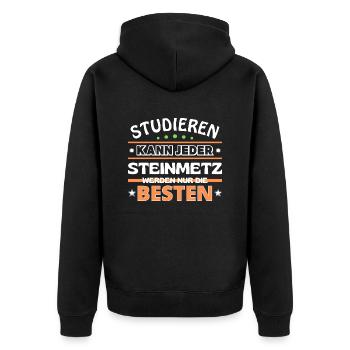 Studieren kann jeder Steinmetz sind die Besten - Unisex Premium Bio Zip Hoodie - Schwarz - Hinten - Nico (187cm)