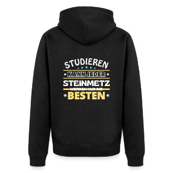 Studieren kann jeder Steinmetz sind die Besten - Unisex Premium Bio Zip Hoodie - Schwarz - Hinten - Nico (187cm)