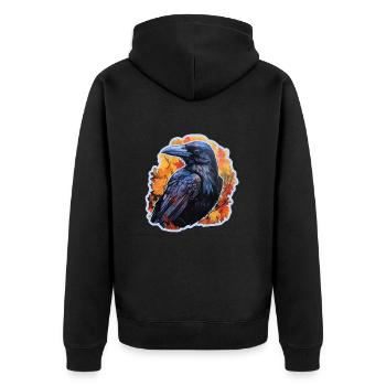 Halloween Herbst Rabe - Unisex Premium Bio Zip Hoodie - Schwarz - Hinten - Nico (187cm)