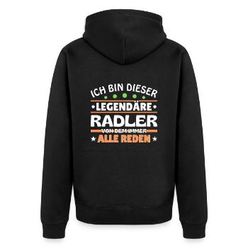 Ich bin dieser legendäre Radler - Unisex Premium Bio Zip Hoodie - Schwarz - Hinten - Nico (187cm)