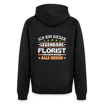 Ich bin dieser legendäre Florist - Unisex Premium Bio Zip Hoodie - Schwarz - Hinten - Nico (187cm)