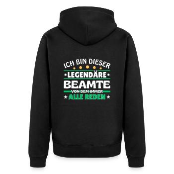 Ich bin dieser legendäre Beamte - Unisex Premium Bio Zip Hoodie - Schwarz - Hinten - Nico (187cm)