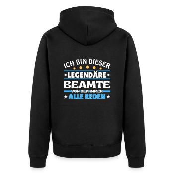 Ich bin dieser legendäre Beamte - Unisex Premium Bio Zip Hoodie - Schwarz - Hinten - Nico (187cm)