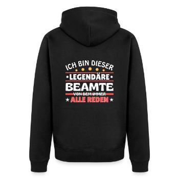 Ich bin dieser legendäre Beamte - Unisex Premium Bio Zip Hoodie - Schwarz - Hinten - Nico (187cm)