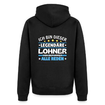 Ich bin dieser legendäre Putzkraft - Unisex Premium Bio Zip Hoodie - Schwarz - Hinten - Nico (187cm)