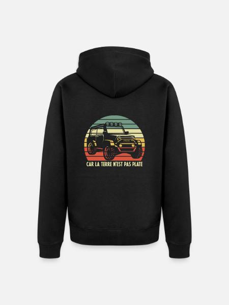 4x4 Rétro Coucher de soleil - Veste à capuche bio Premium Unisexe - noir