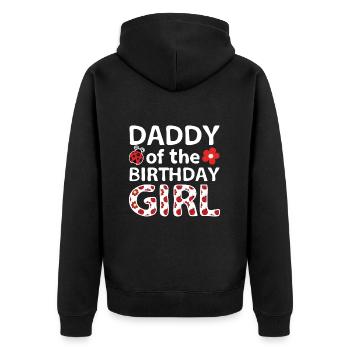 Daddy of the birthday Girl - Marienkäfer Geschenk - Unisex Premium Bio Zip Hoodie - Schwarz - Hinten - Nico (187cm)