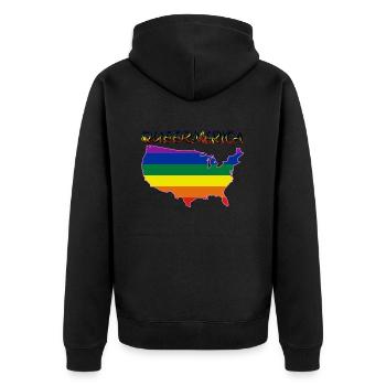 pride america queer gay lesbian love USA ÉTATS-UNIS - Veste à capuche bio Premium Unisexe - noir - Dos - Nico (187cm)