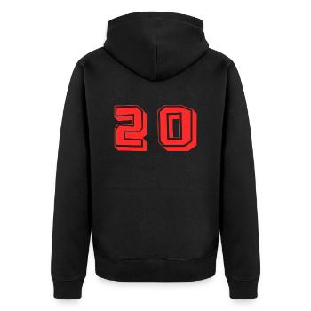 20 ANS. 20e ANNIVERSAIRE. ANNIVERSAIRE 20 ANS. 20 - Veste à capuche bio Premium Unisexe - noir - Dos - Nico (187cm)