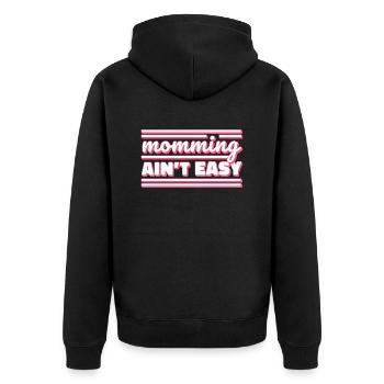 Mama sein ist nicht leicht Mutter Muttertag Mami - Unisex Premium Bio Zip Hoodie - Schwarz - Hinten - Nico (187cm)