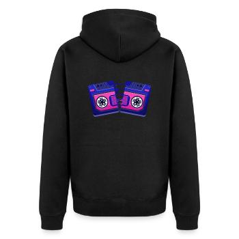 broken cassette - Unisex Premium Organic Zip Hoodie - black - Back - Nico (187cm)