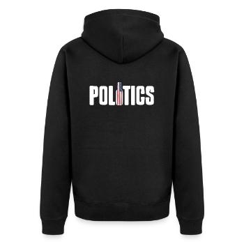 POLITICS Awesome Patriotic Beer Lover Designs - Unisex Premium Bio Zip Hoodie - Schwarz - Hinten - Nico (187cm)