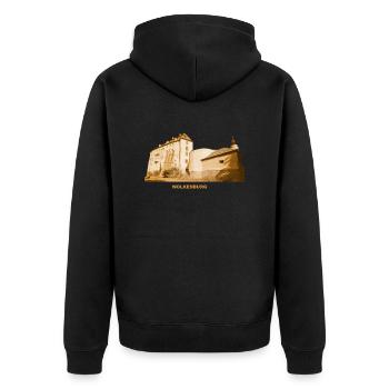 Wolkenburg Limbach-Oberfrohna Castle Saxony - Unisex Premium Organic Zip Hoodie - black - Back - Nico (187cm)