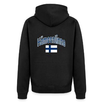 Hämeenlinna drapeau finlandais - Veste à capuche bio Premium Unisexe - noir - Dos - Nico (187cm)