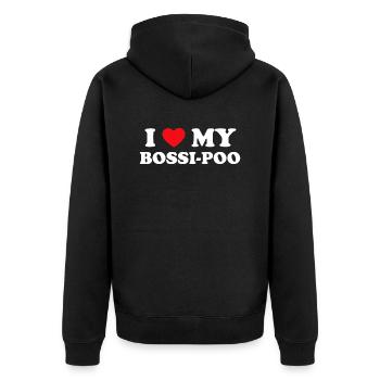Dog Hund - Unisex Premium Bio Zip Hoodie - Schwarz - Hinten - Nico (187cm)