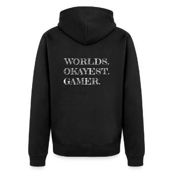 Jokes Play Video Game Achievement Unlocked - Unisex Premium Organic Zip Hoodie - black - Back - Nico (187cm)