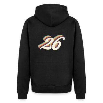 26th anniversary vintage - Unisex Premium Organic Zip Hoodie - black - Back - Nico (187cm)
