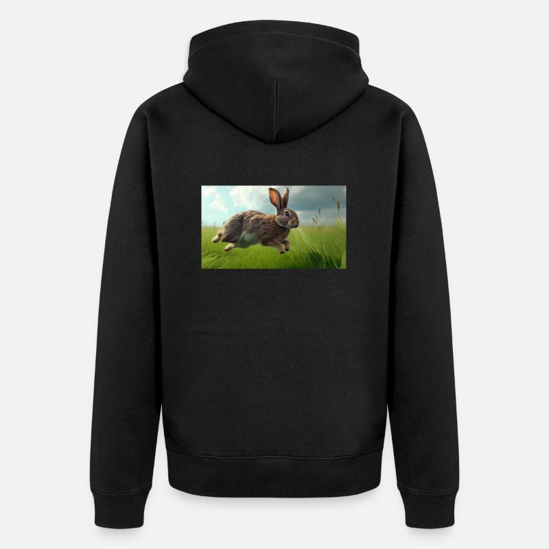 Jumping Rabbit - Unisex Premium Bio Zip Hoodie - Schwarz