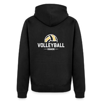 Volleyballtrainer Geschenk | Trainer Volleyball - Unisex Premium Bio Zip Hoodie - Schwarz - Hinten - Nico (187cm)