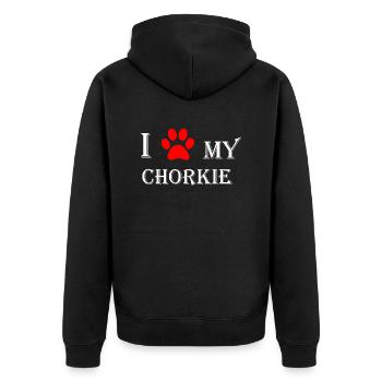I love my Chorkie I Chihuahuas Yorkshire Terrier - Unisex Premium Bio Zip Hoodie - Schwarz - Hinten - Nico (187cm)