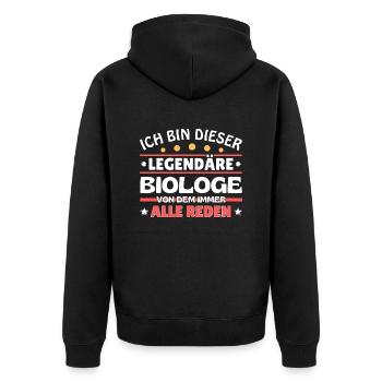 Ich bin dieser legendäre Biologe - Unisex Premium Bio Zip Hoodie - Schwarz - Hinten - Nico (187cm)