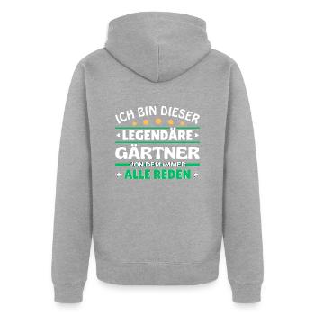 Ich bin dieser legendäre Gärtner - Unisex Premium Bio Zip Hoodie - Grau meliert - Hinten - Nico (187cm)