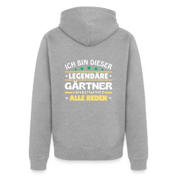 Ich bin dieser legendäre Gärtner - Unisex Premium Bio Zip Hoodie - Grau meliert - Hinten - Nico (187cm)