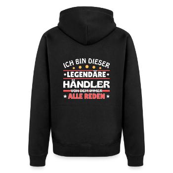 Ich bin dieser legendäre Händler - Unisex Premium Bio Zip Hoodie - Schwarz - Hinten - Nico (187cm)