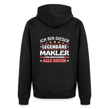Ich bin dieser legendäre Makler - Unisex Premium Bio Zip Hoodie - Schwarz - Hinten - Nico (187cm)