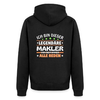 Ich bin dieser legendäre Makler - Unisex Premium Bio Zip Hoodie - Schwarz - Hinten - Nico (187cm)