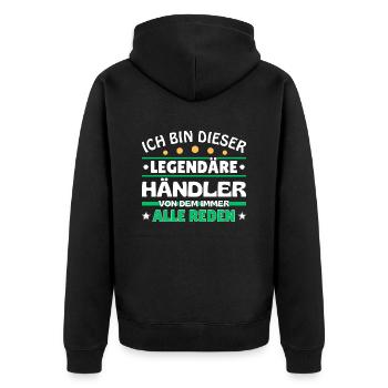 Ich bin dieser legendäre Händler - Unisex Premium Bio Zip Hoodie - Schwarz - Hinten - Nico (187cm)