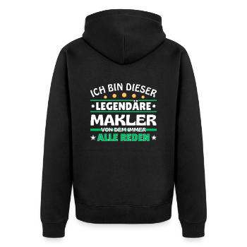 Ich bin dieser legendäre Makler - Unisex Premium Bio Zip Hoodie - Schwarz - Hinten - Nico (187cm)