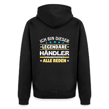 Ich bin dieser legendäre Händler - Unisex Premium Bio Zip Hoodie - Schwarz - Hinten - Nico (187cm)