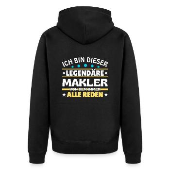 Ich bin dieser legendäre Makler - Unisex Premium Bio Zip Hoodie - Schwarz - Hinten - Nico (187cm)