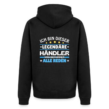 Ich bin dieser legendäre - - Unisex Premium Bio Zip Hoodie - Schwarz - Hinten - Nico (187cm)