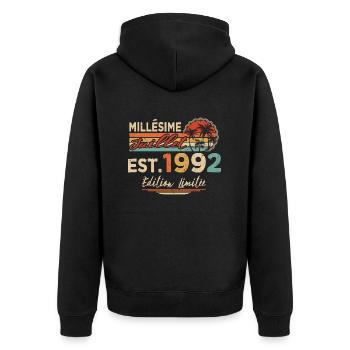 Millésime Né(e) Juillet 1992 Cadeau Anniversaire - Veste à capuche bio Premium Unisexe - noir - Dos - Nico (187cm)
