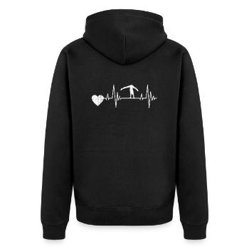 Turnen Bodenturnen Turner Turnverein Geräteturnen - Unisex Premium Bio Zip Hoodie - Schwarz - Hinten - Nico (187cm)