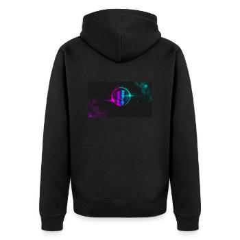 spaced out - Unisex Premium Organic Zip Hoodie - black - Back - Nico (187cm)