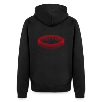 Stadion der Träume (rot) - Unisex Premium Bio Zip Hoodie - Schwarz - Hinten - Nico (187cm)