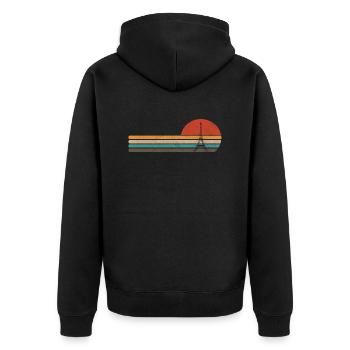 France Eiffel Tower Vintage Retro Paris - Unisex Premium Organic Zip Hoodie - black - Back - Nico (187cm)