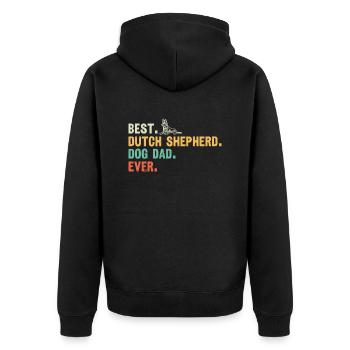 Holländischer Schäferhund Dutch Shepherd - Unisex Premium Bio Zip Hoodie - Schwarz - Hinten - Nico (187cm)