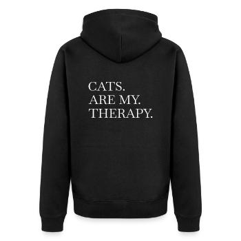 cat butt tshirts cool cat face tshirts avacato - Unisex Premium Organic Zip Hoodie - black - Back - Nico (187cm)